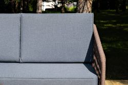 "Канны" лаунж-зона 4-местная из роупа со столиком "Канны" (серый гранит), основание дуб, роуп коричневый