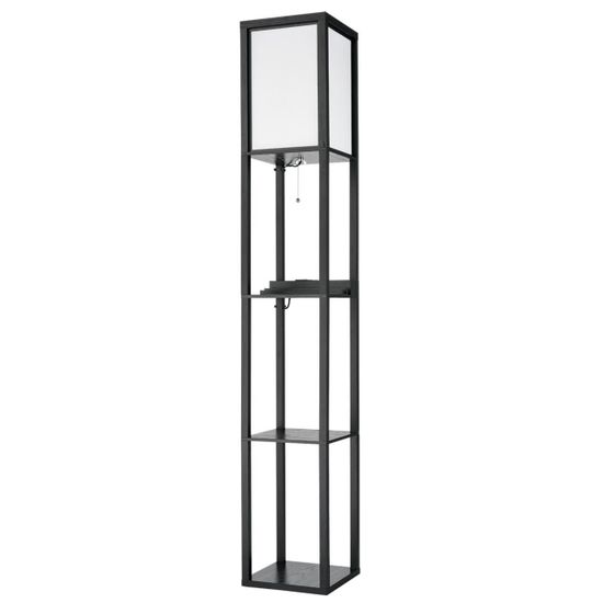 8093/1F COMFI LN25 361 черный/белый, дерево/текстиль Торшер Е27 1*60W 220V PRACTIC