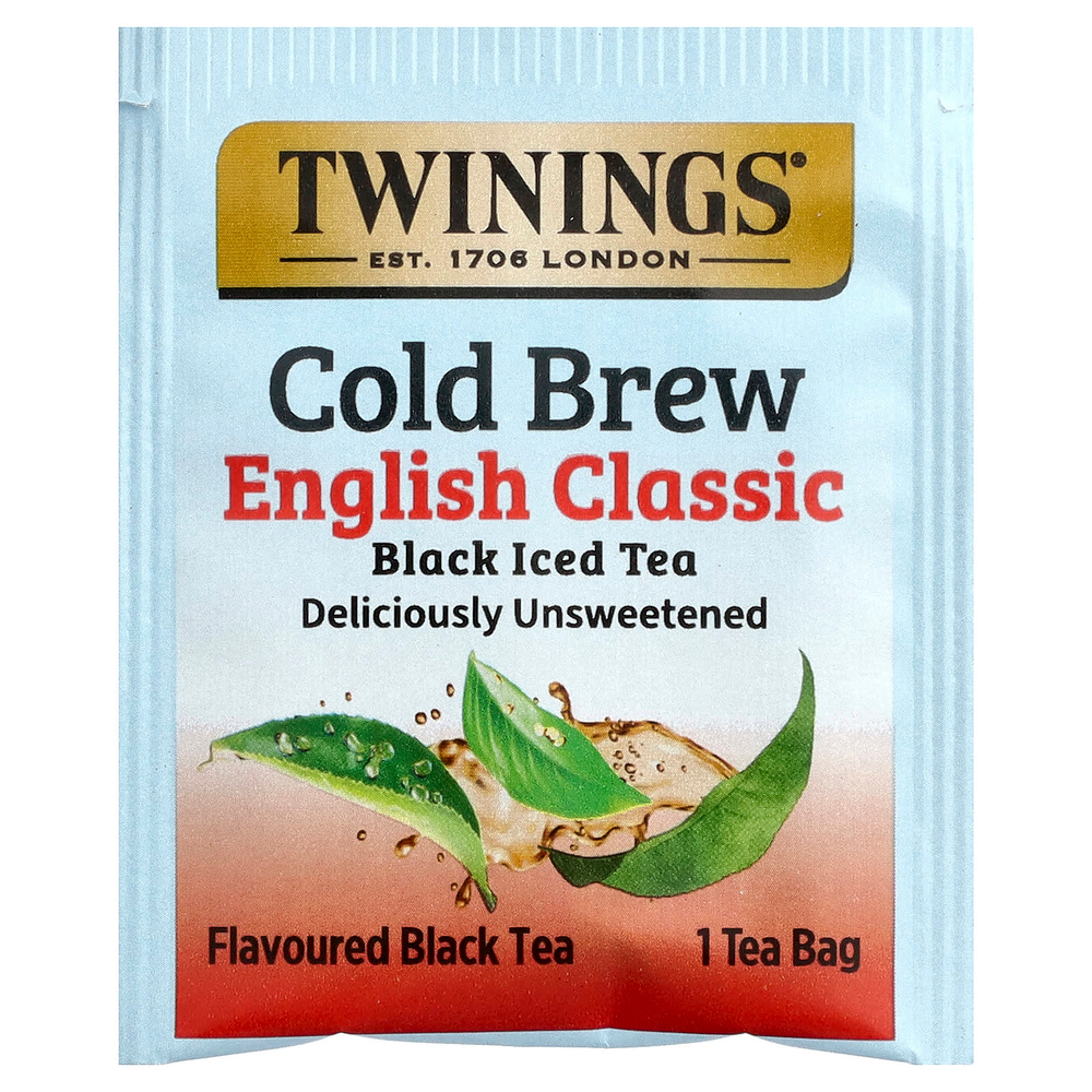 Twinings, холодный холодный чай, черный чай, классический английский, без подсластителей, 20 чайных пакетиков, 40 г (1,41 унции)