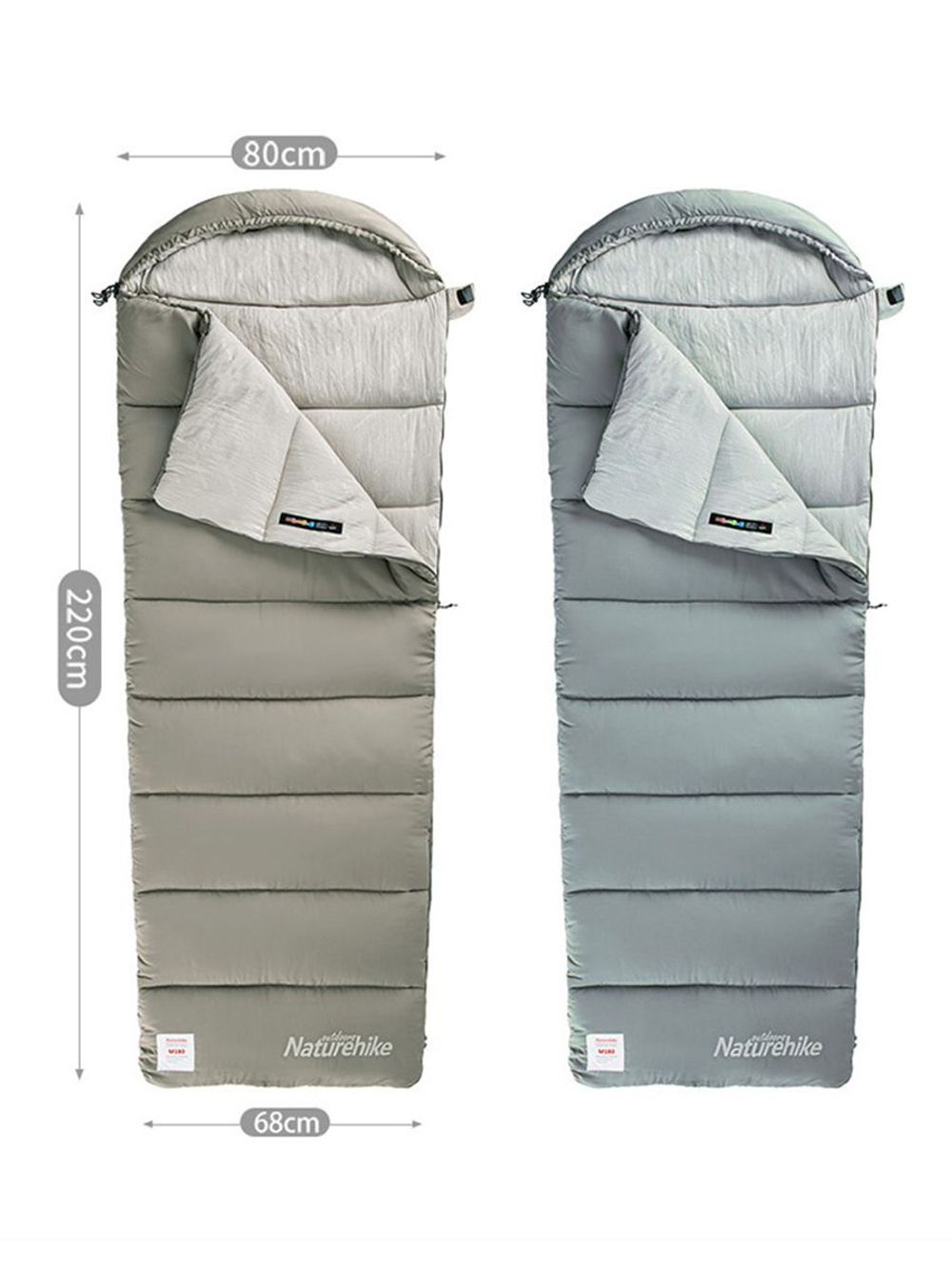Спальный мешок Naturehike NH20MSD02 M300 ультралёгкий хлопковый с капюшоном весна осень зеленый, молния слева