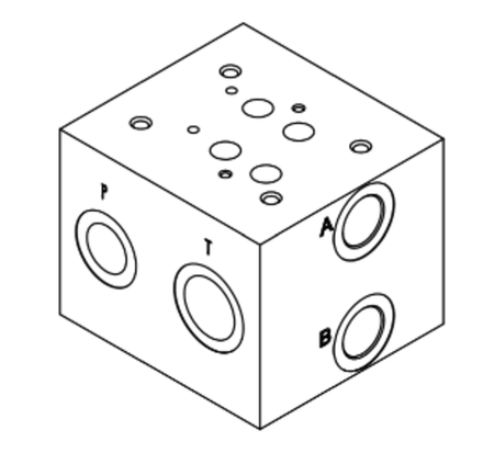 EM207/1Y - Плита для распределителей и клапанов Ду16, одноместная, ISO 4401-07 / CETOP07, P-A-B= G1", T=G11/4, MA-MB=G1/4", сбоку