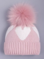 Шапка для девочки зимняя вязаная с помпоном