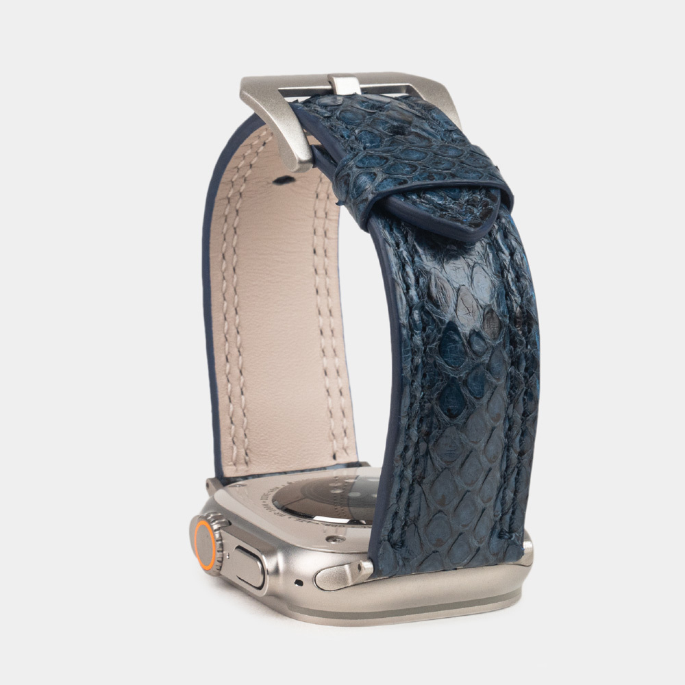 Ремешок для Apple Watch Ultra 49mm из кожи питона, синего цвета
