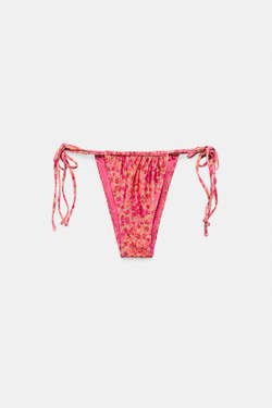 ZARA ПЛАВКИ-БИКИНИ С ЦВЕТОЧНЫМ ПРИНТОМ И ЗАВЯЗКАМИ, РОЗОВЫЙ