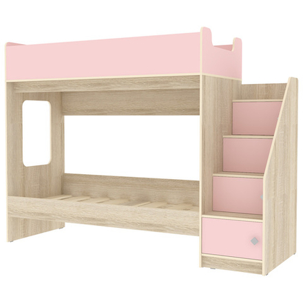 Двухъярусная кровать КарИВи Л-Д602.3 75х190 Дуб Сонома Розовый