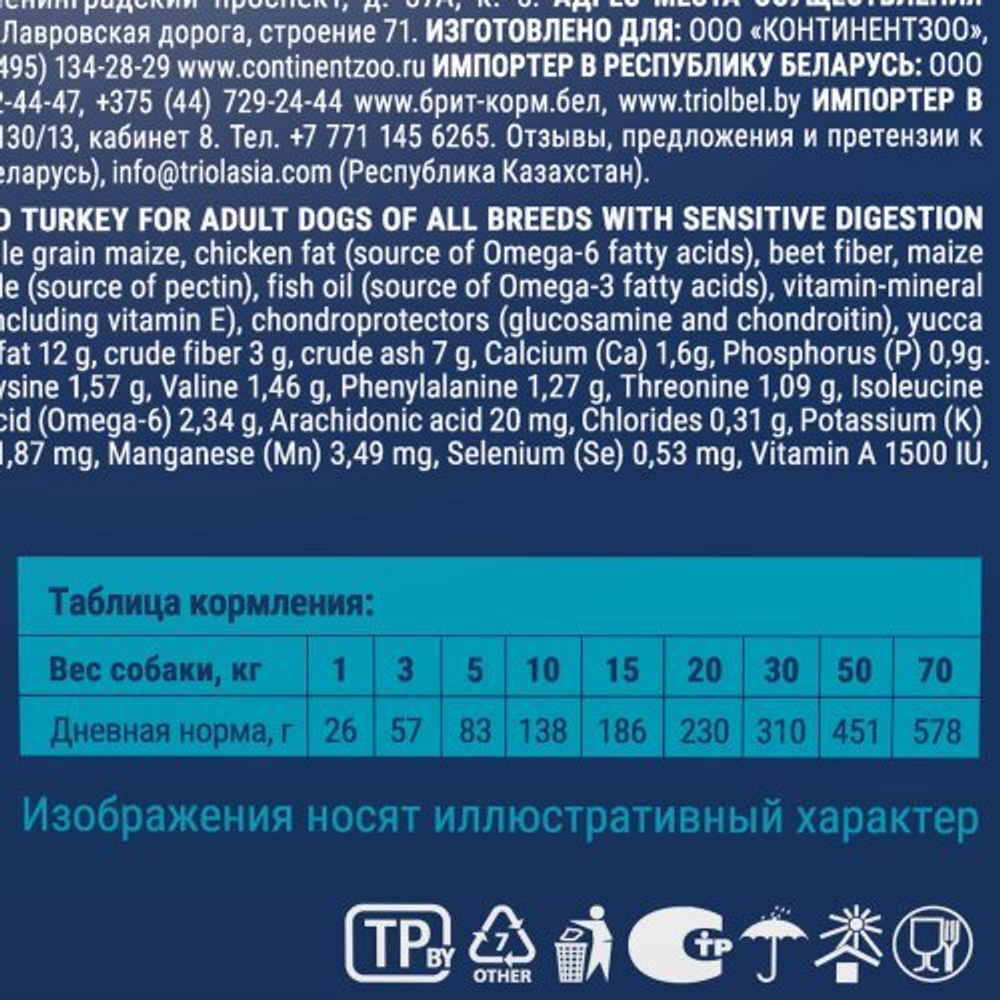 Корм для собак сухой BRIT PREMIUM с лососем и индейкой для собак "Dog Sensitive", 3 кг