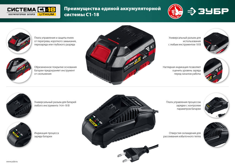 АКБ-С1-18-2 Аккумуляторная батарея 18 В, 2.0 Ач