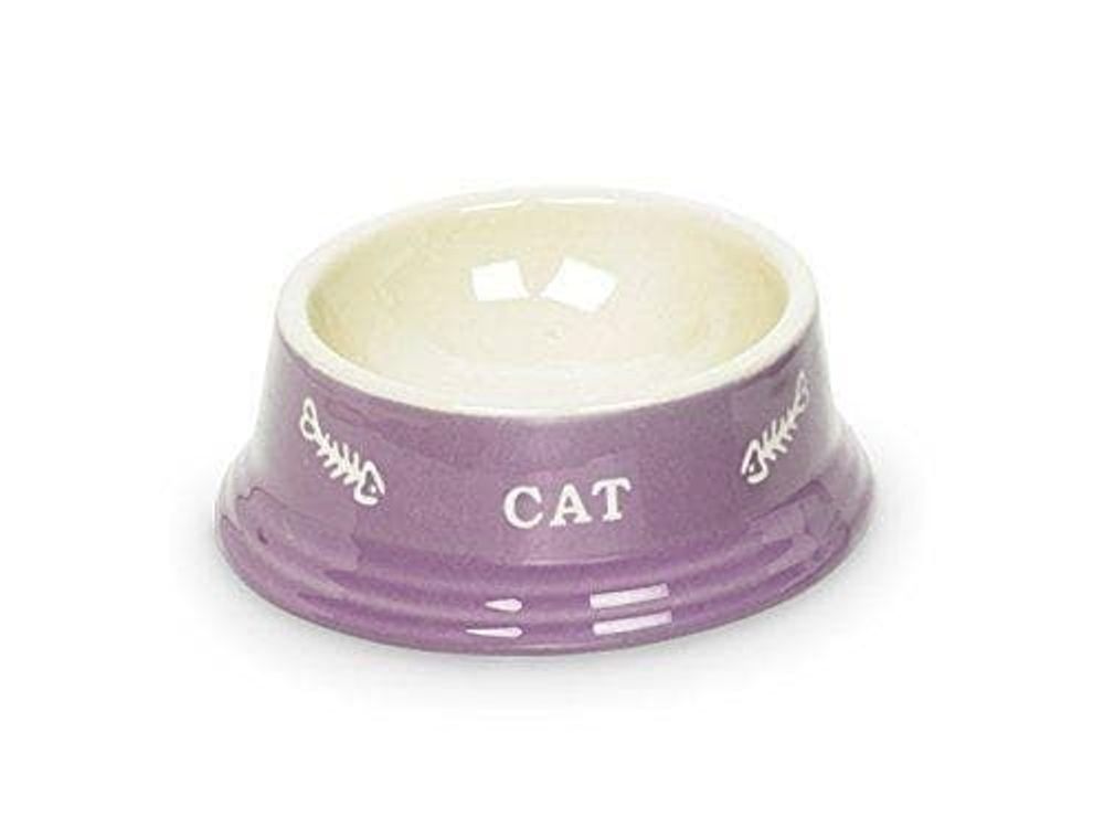Миска (Nobby) Cat керамич. фиолетовая с рисунком 14*4.8см 0.14л