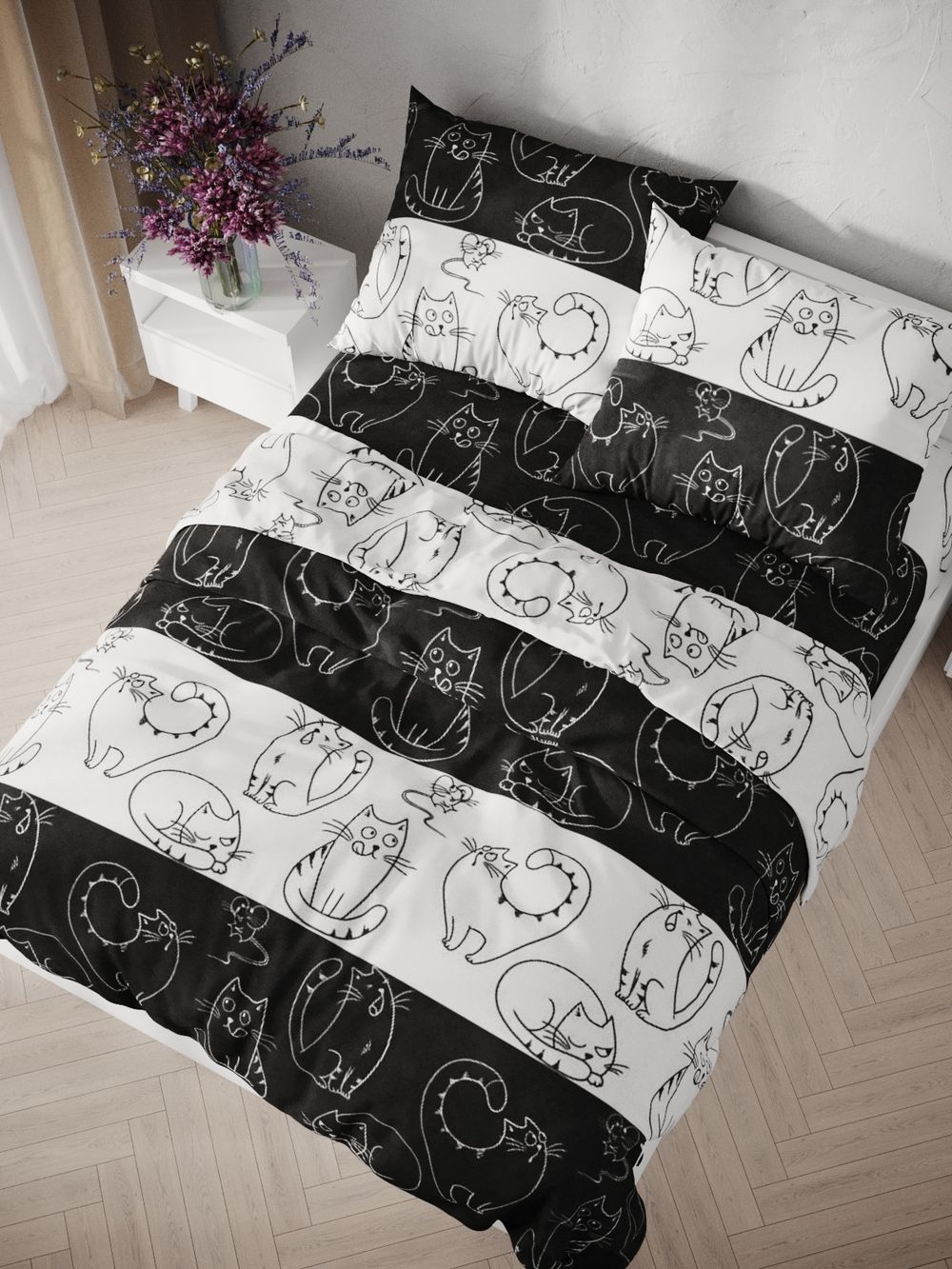 Комплект наволочек 2шт "Кошки и мышки" 40х60 см Сказка сатин