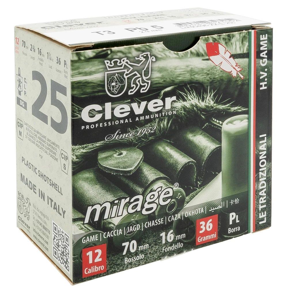 Патрон 12/70 Clever №5 36г п/м, коробка 25 шт.