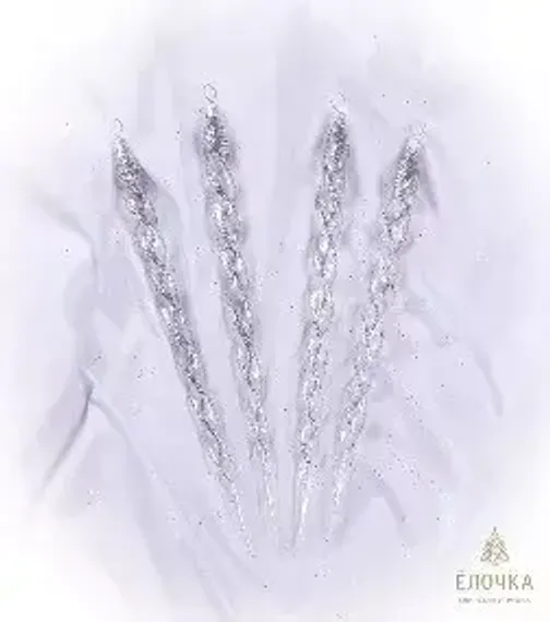 Набор стеклянных подвесок Льдинка 4 шт., Ёлочка (С1087)