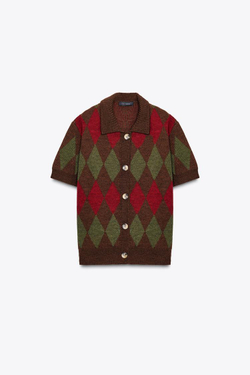 ZARA КАРДИГАН В РОМБИК, РАЗНОЦВЕТНЫЙ