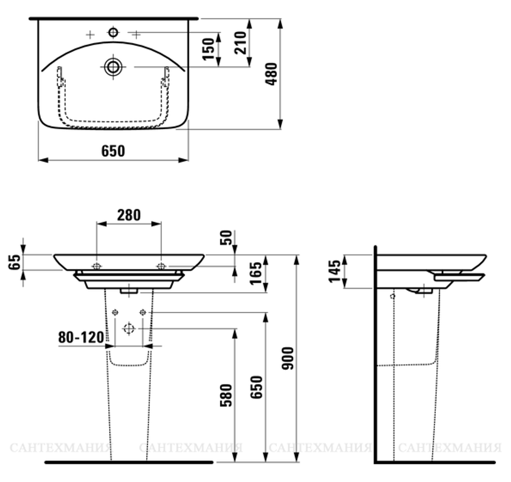 8107030001041 УМЫВАЛЬНИК LAUFEN PALACE 65