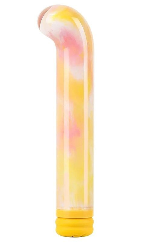 Желтый компактный вибратор из стекла Magic Cane - 12 см.