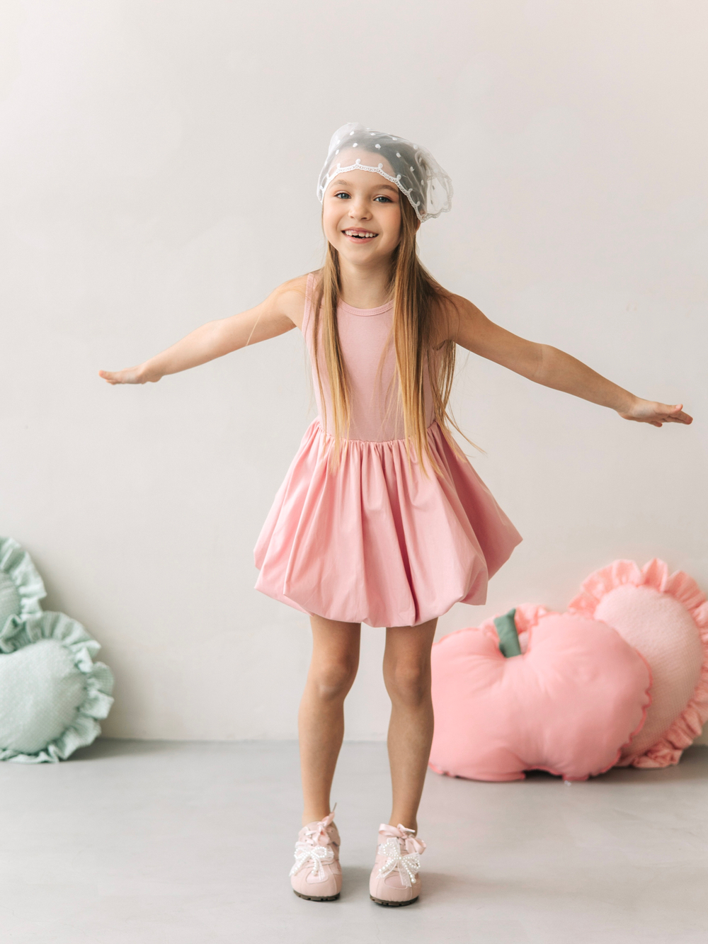 Платье-баллон, Пудровый