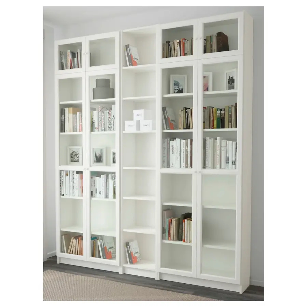Книжный шкаф со стеклянной дверцей - BILLY/OXBERG IKEA/ БИЛЛИ/ОКСБЕРГ ИКЕА, 30х200х237 см, белый