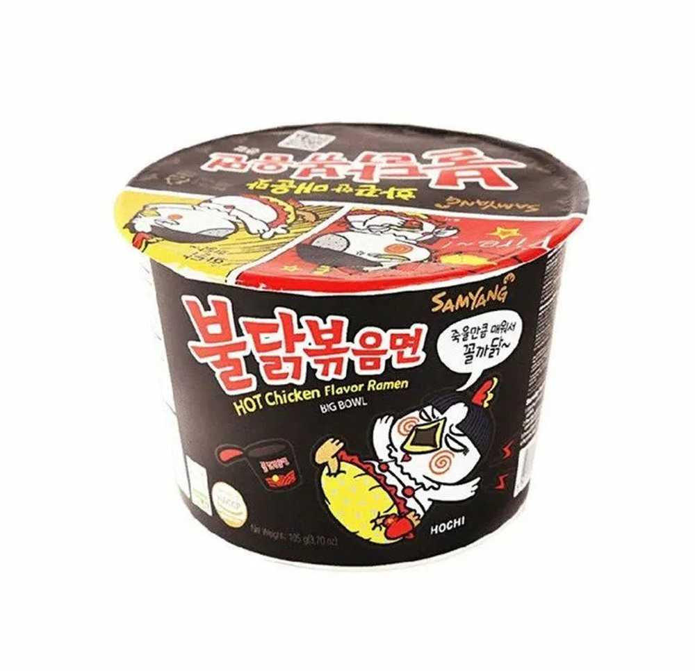 Корейская лапша быстрого приготовления Buldak бульдак Samyang, рамен классический острый вкус, 105 г, в стакане
