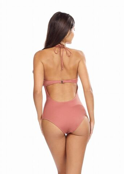 Соблазнительный слитный купальник с завязками вокруг шеи (Размер: 75/38) (Цвет: пудровый)