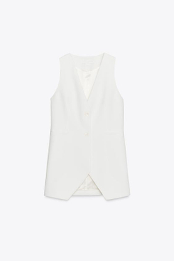 ZARA ПРИТАЛЕННЫЙ ЖИЛЕТ — ZW COLLECTION, ЭКРЮ