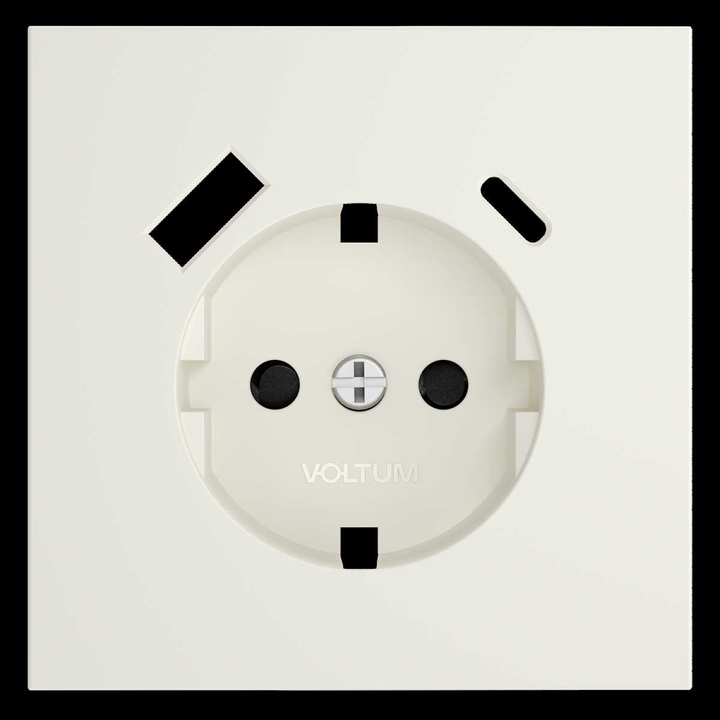 Накладка для розетки с заземлением и защитными шторками, с USB A+C, S70 (хлопок) Voltum VLS001013