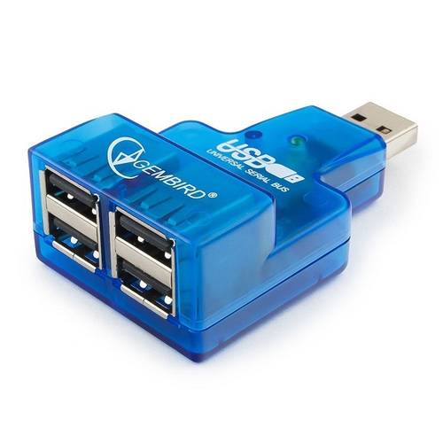 USB-концентратор 4 порта Gembird MINI, 4хUSB2.0, синий (UHB-CN224)