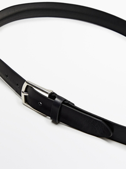 Massimo Dutti Кожаный ремень с эффектом потертости, черный