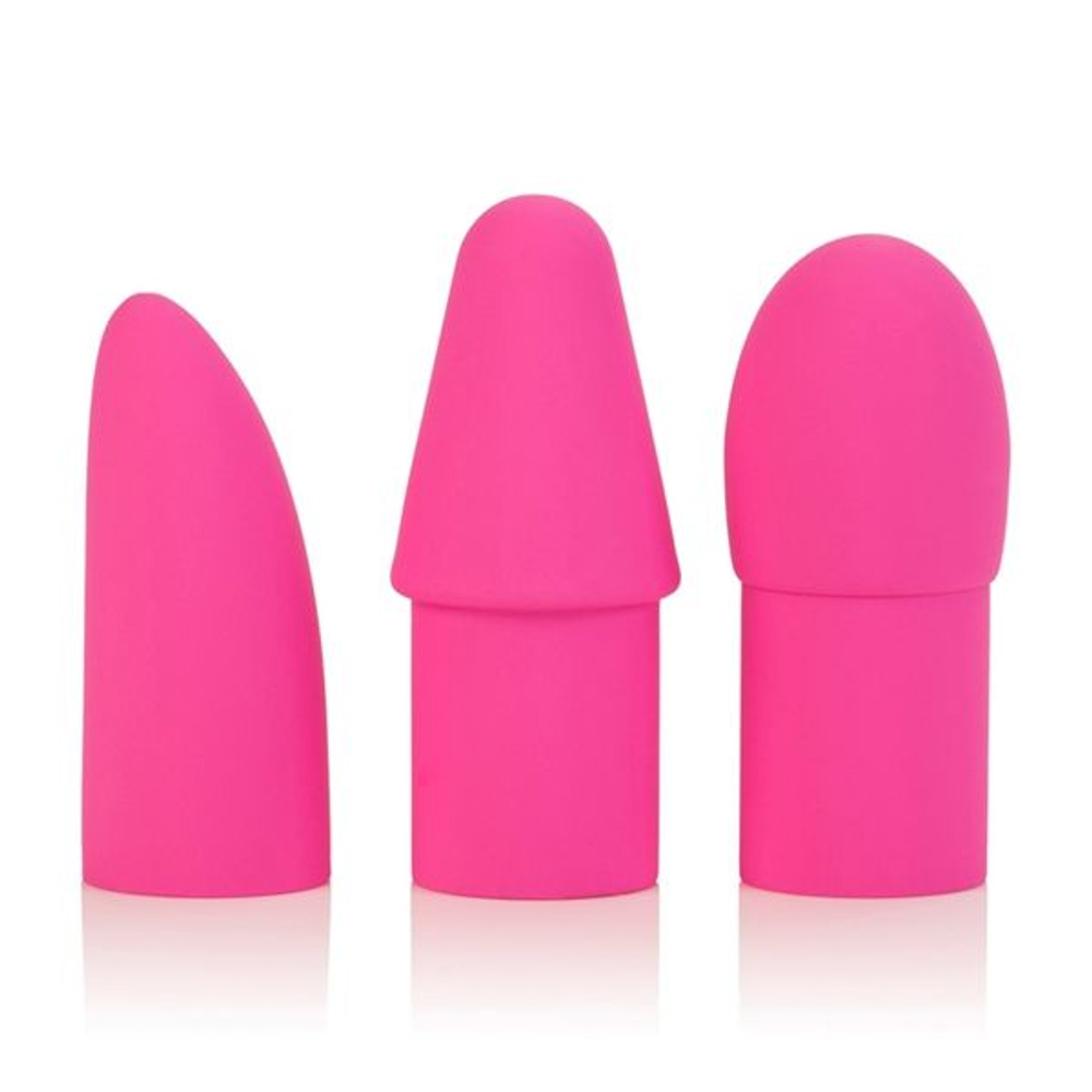 Розовый вибромассажёр с 3 сменными насадками TRIPLE OHH KITS (Цвет: розовый)