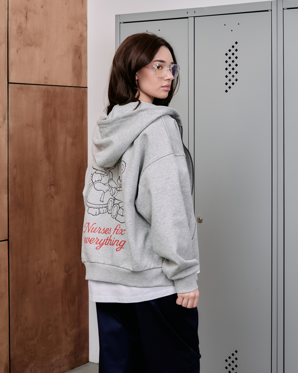 Худи унисекс Неббиа Кьют, серый меланж