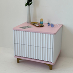 Тумба прикроватная на ножках с ящиками ROYAL 5003 эко (Зефир-Золото)