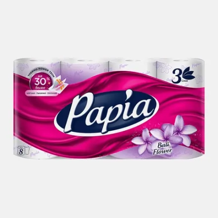 Туалетная бумага Papia Балийский цветок 8 рулонов 3 слоя