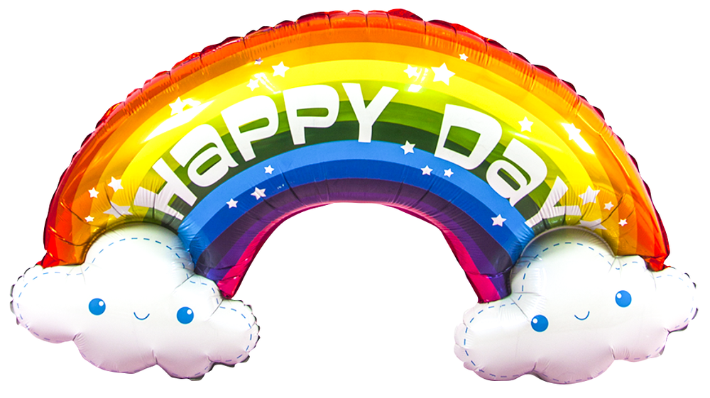 Шар (39''/99 см) Фигура, Радуга в облаках, Happy Day, 1 шт.