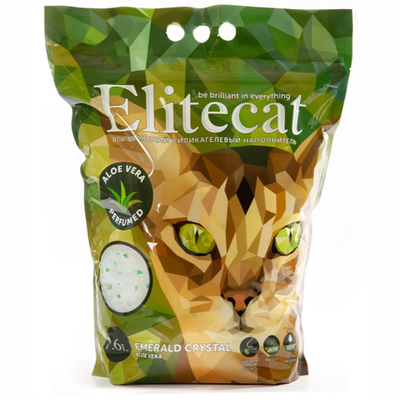 Elitecat наполнитель впитывающий силикагель "emerald aloe vera", 7.6л