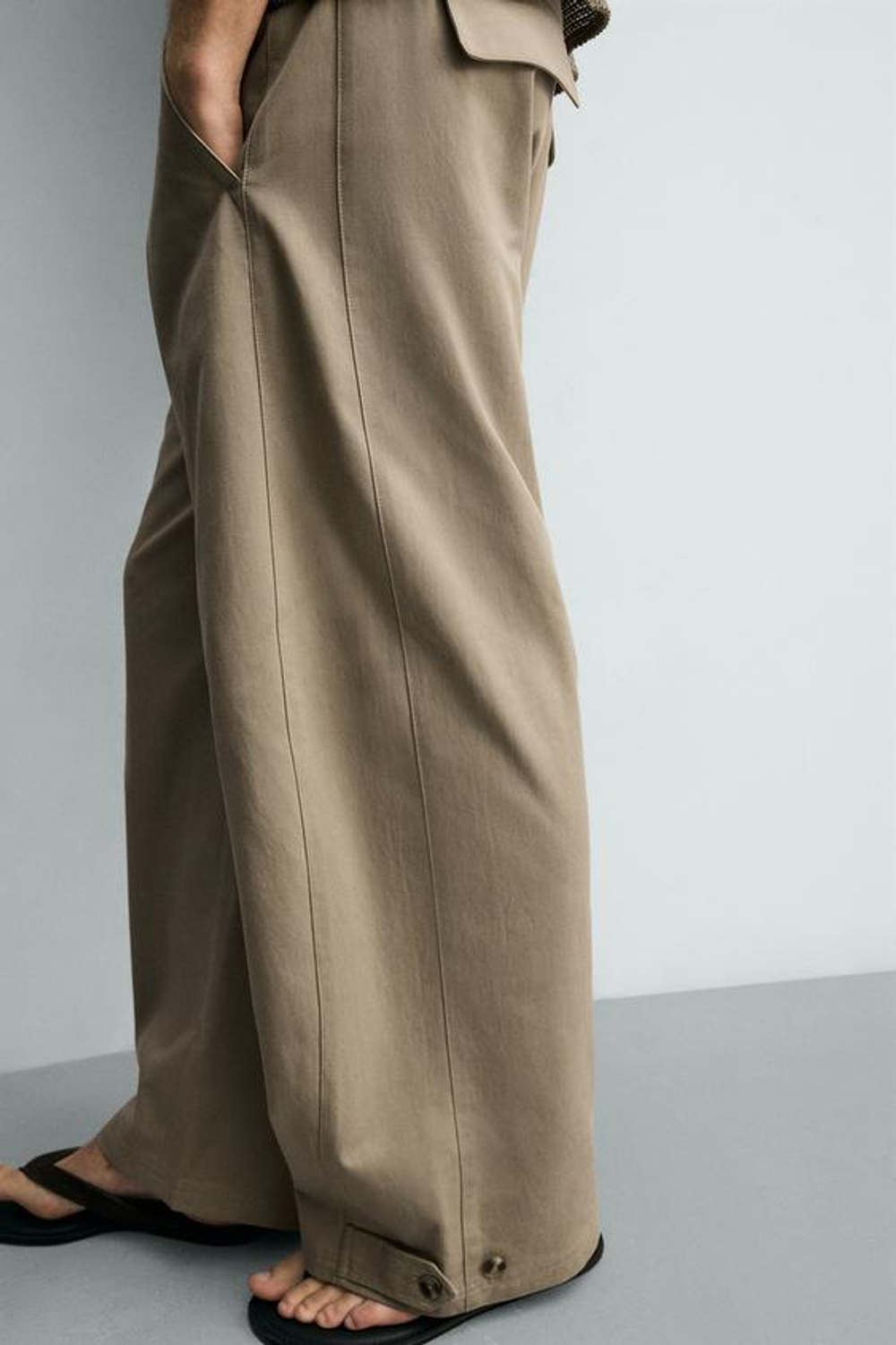 ZARA БРЮКИ RELAXED FIT С РЕГУЛИРУЕМЫМ НИЗОМ, РЫЖЕВАТО-КОРИЧНЕВЫЙ