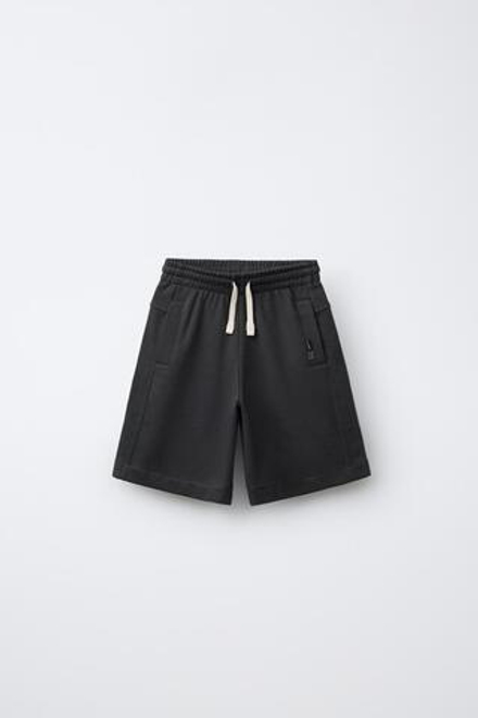 ZARA ШОРТЫ ИЗ МЯГКОЙ ТКАНИ С ЭТИКЕТКОЙ, АНТРАЦИТОВО-СЕРЫЙ