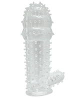 Насадка на пенис с пупырышками и стимулирующим отростком из серии PENIS XL (Цвет: прозрачный)
