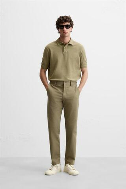 ZARA БРЮКИ ЧИНОС STRAIGHT-LEG, РЫЖЕВАТО-КОРИЧНЕВЫЙ
