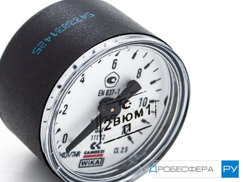 Манометр для компрессора 6 бар (0,6 МПа) осевой R 1/8" диаметр 39 мм арт. M043-P06