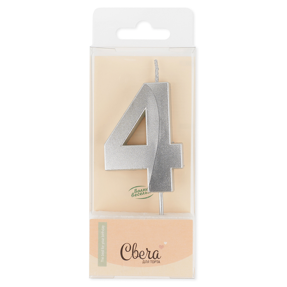 Свечи-цифры «Грани» в серебряном цвете металлик 10,5 см