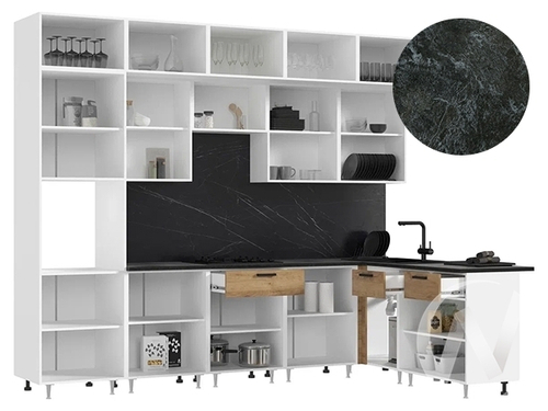 Кухня Рио NEW ЛДСП 3;0х1;8м (белый/дуб крафт/кастилло темный) Компоновка №5