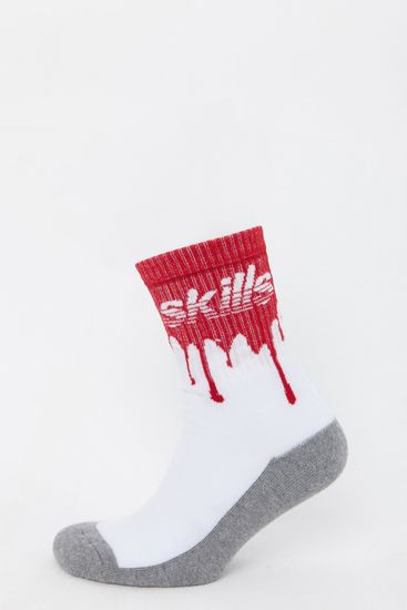 Носки SKILLS Кровь Махровые (Белый-Красный)