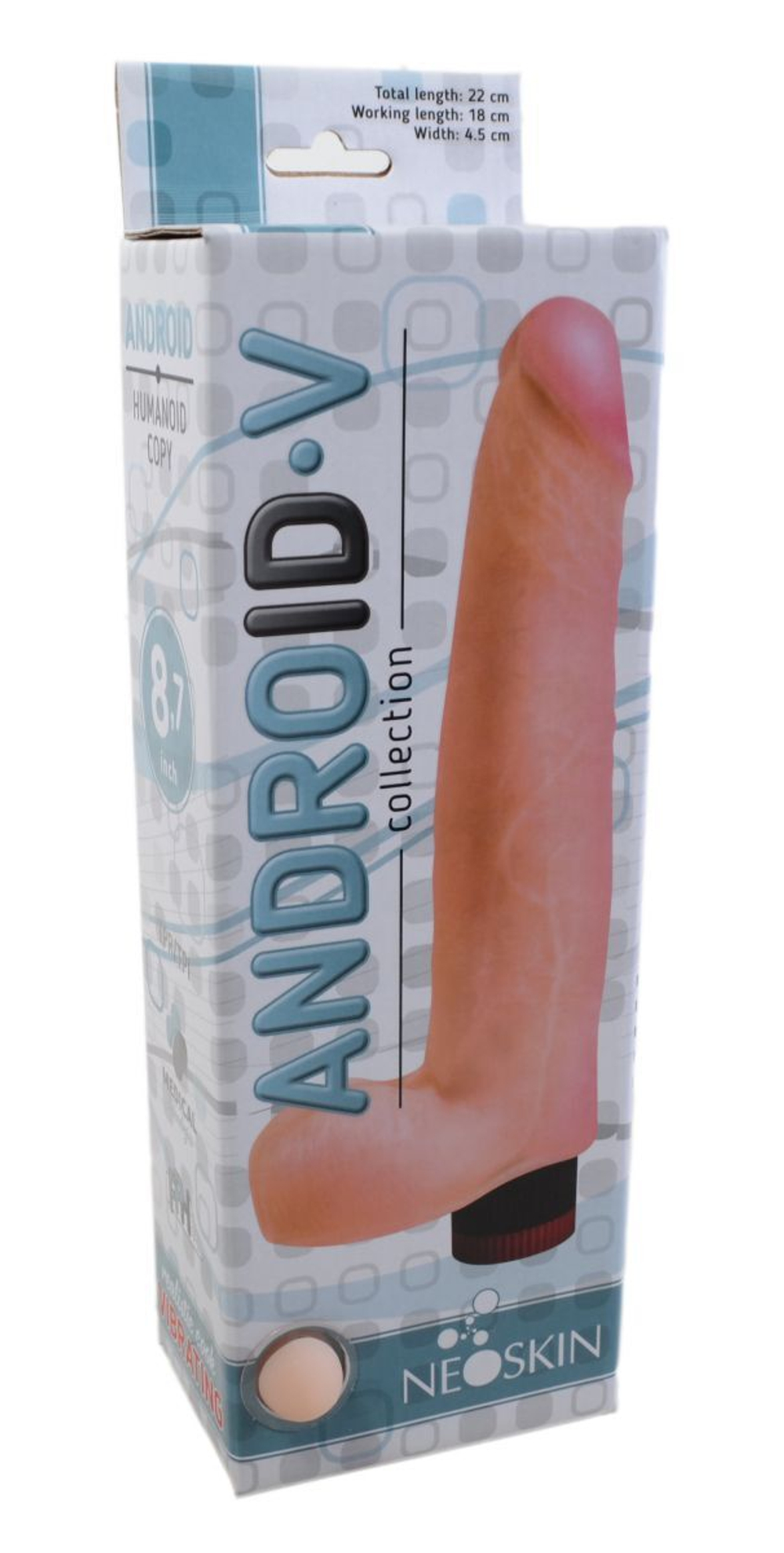 Фаллический вибратор ANDROID V - 22 см. (Цвет: телесный)