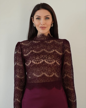 Блуза из кружева "Герцогиня" в винном