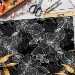 Ткань оксфорд 600 прозрачные цветы паутинкой