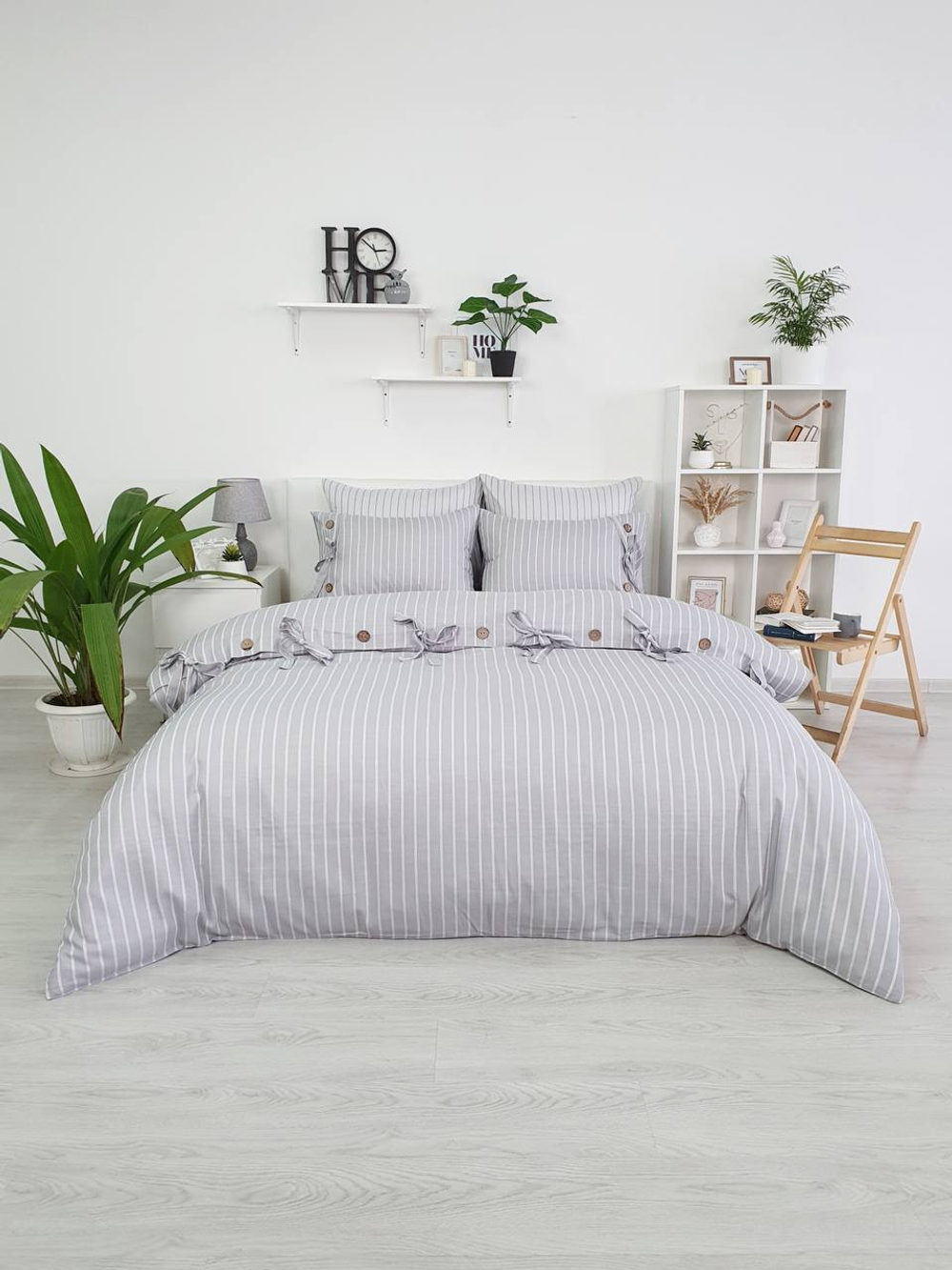 Постельное белье 2 спальное евро Grazie home D'Or серое