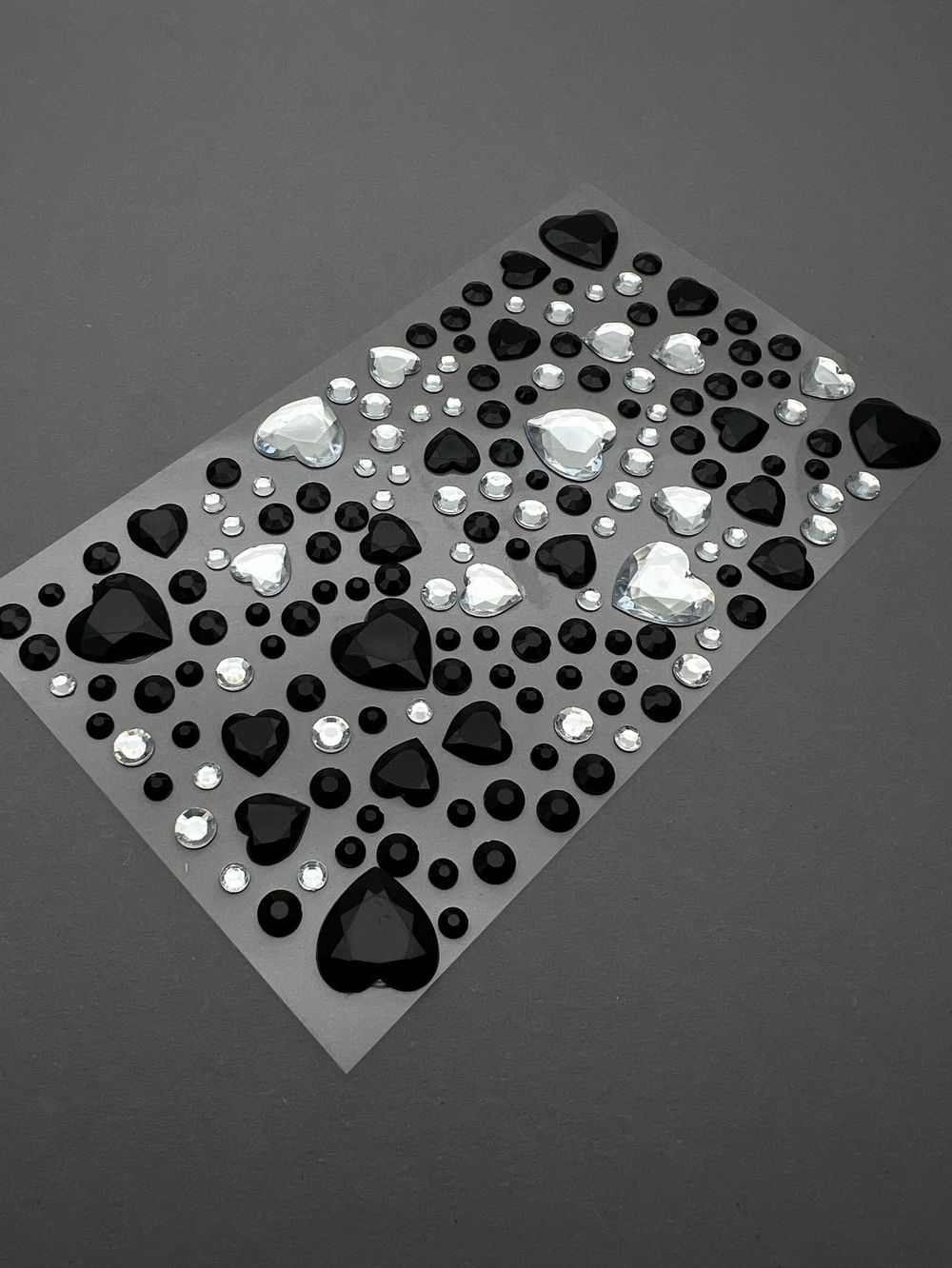 1837 Наклейки для ногтей, лица и тела микс с сердечками чёрные