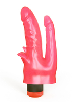 Двойной анально-вагинальный вибромассажёр с лепестками - 17 см. (Цвет: розовый)