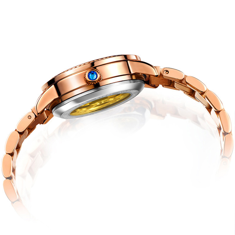 KANGOL Mechanical Movement Stainless Steel Watchband Watch Women"s Watch Red Watch Dial KANGOL K113