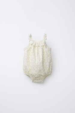 ZARA КОМБИНЕЗОН С ЦВЕТОЧНЫМ ПРИНТОМ, ЭКРЮ