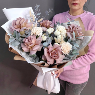 Авторский букет с французскими розами "Амнезия"