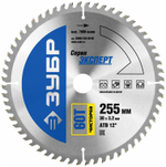 Диск пильный ЗУБР "МАСТЕР" "Чистый рез" 255мм*30/20мм*60Т по дереву (36914-255-30-60)